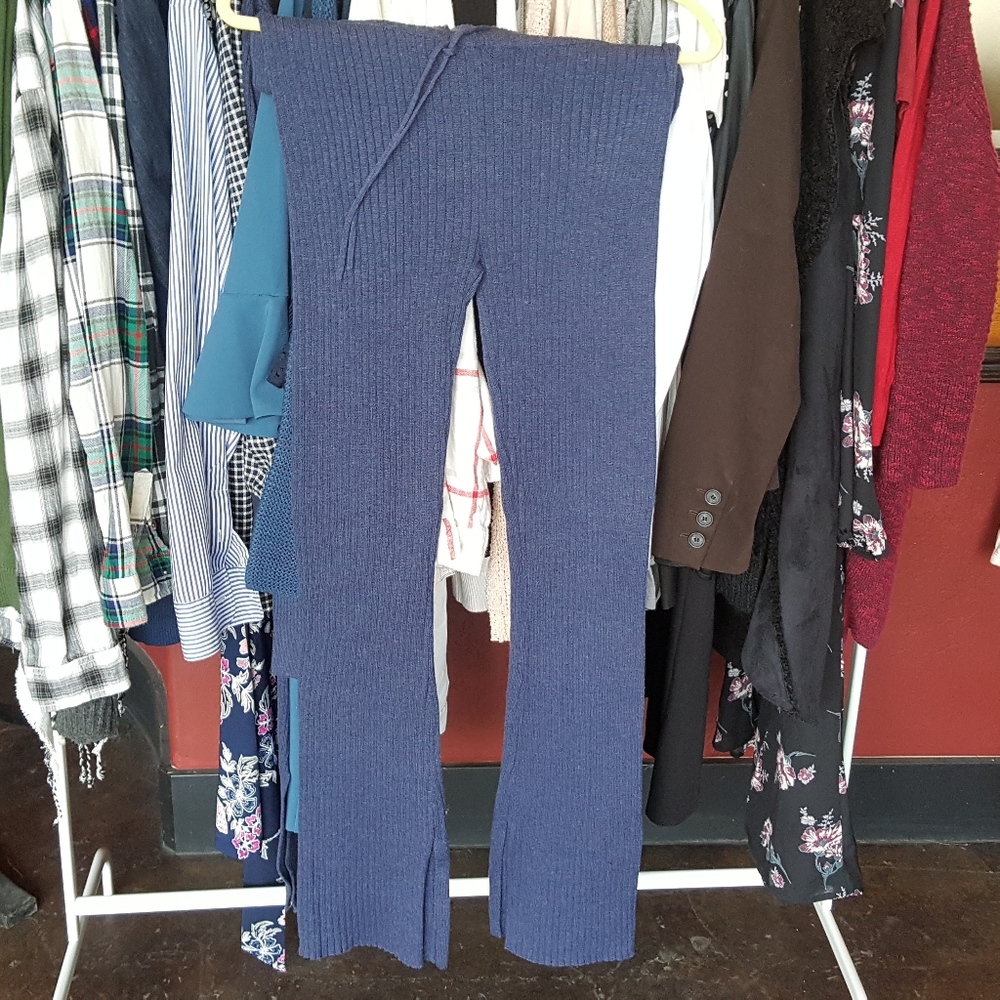 Aerie Ribbed Sweater Pants | Size Small | Blue